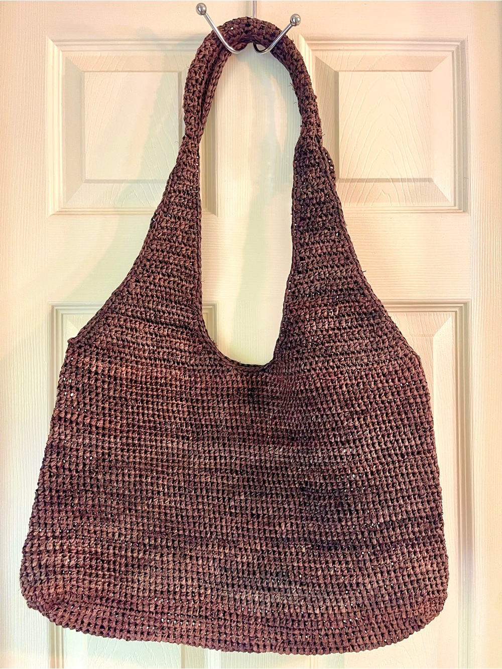 NWOT - Helen Kaminski Dark Brown Handwoven Shoulder Bag Large Rolled Handles - Picture 3 of 9